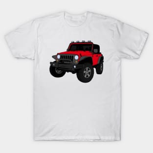 Red Jeep Wrangler Illustration T-Shirt